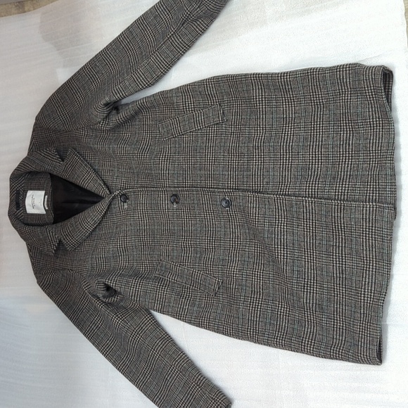 Abercrombie & Fitch Dad Coat in Grey Plaid Sz. L - Picture 1 of 9